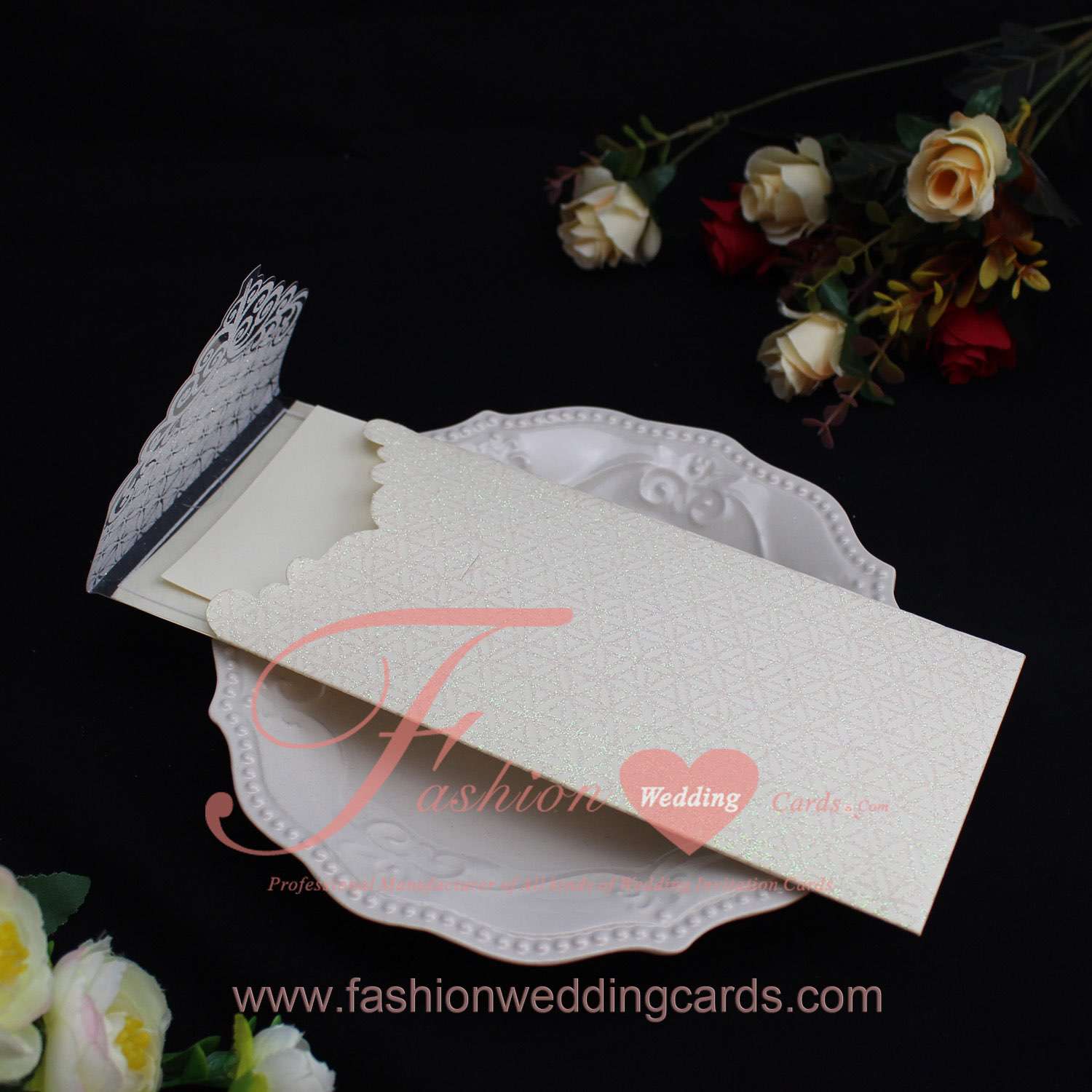 Cheap Modern Glitter Pocket Wedding Invitations
